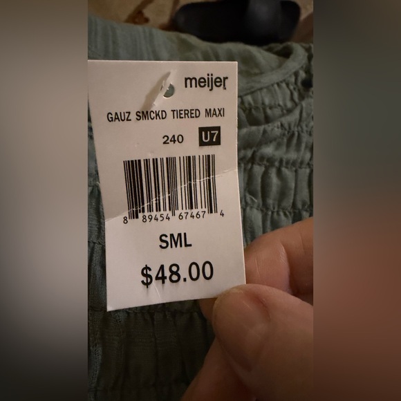 Smocked Ruffle Sleeve Maxi/ midi  Dress in Sage Green NWT by Penelope Rose - Picture 6 of 10